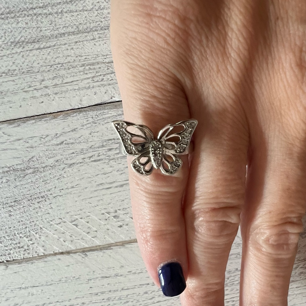 Vintage Sterling Silver Marked 925 Butterfly Ring Size 6 55$